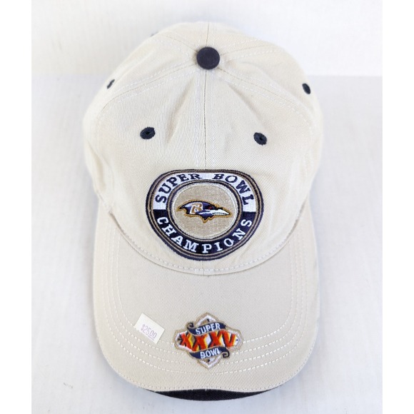 Vintage Baltimore Ravens Super Bowl Hat Strapback NFL Beige XXXV - Picture 6 of 9